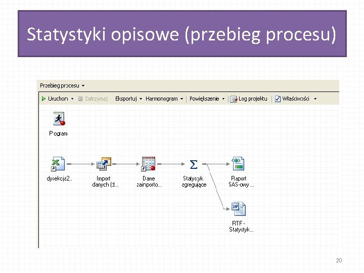 Statystyki opisowe (przebieg procesu) 20 