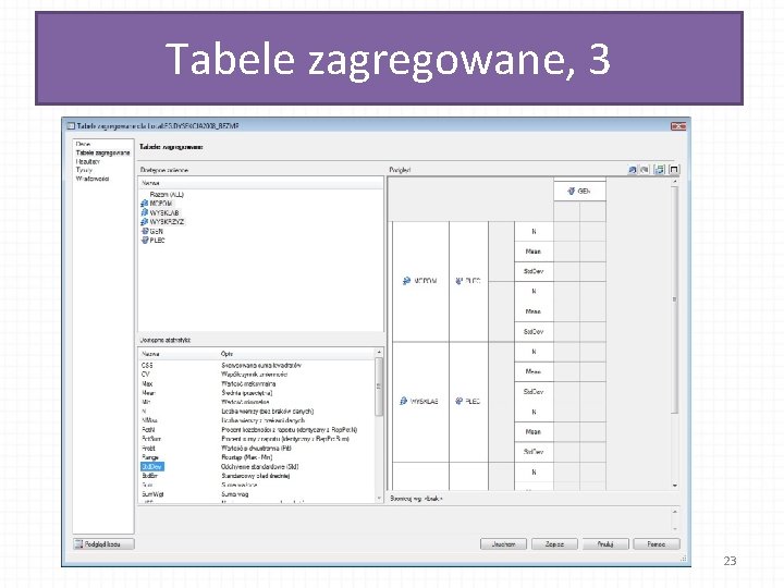 Tabele zagregowane, 3 23 
