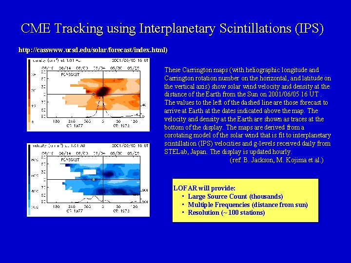 CME Tracking using Interplanetary Scintillations (IPS) http: //casswww. ucsd. edu/solar/forecast/index. html) These Carrington maps