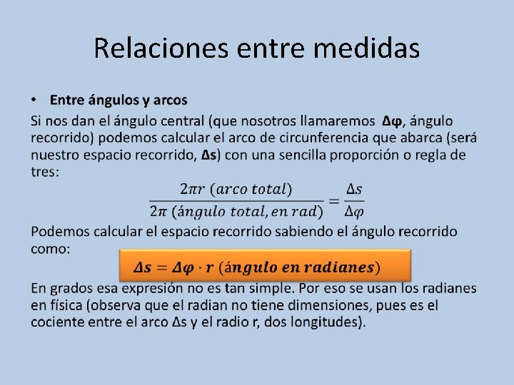 Relaciones entre medidas • 