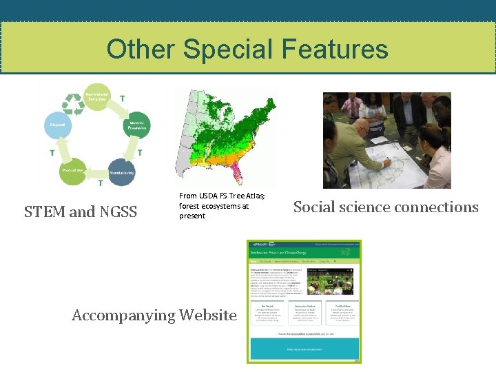 Other Special Features STEM and NGSS From USDA FS Tree Atlas; forest ecosystems at