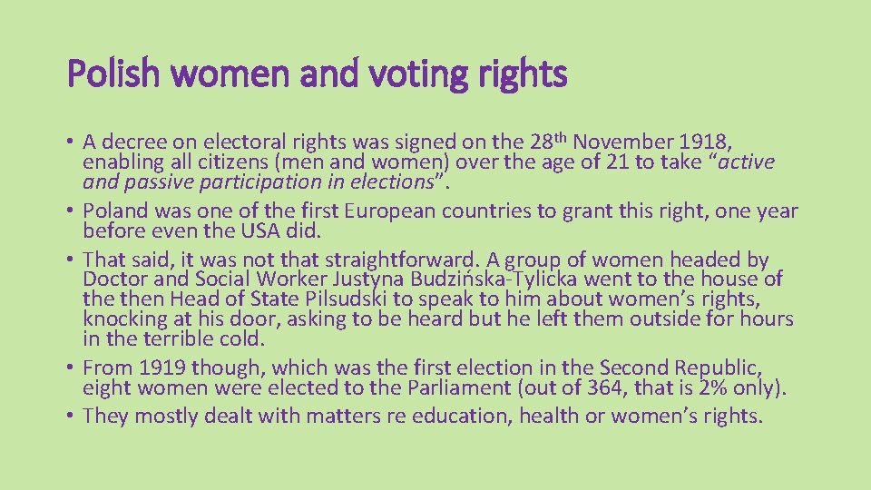 Polish women and voting rights • A decree on electoral rights was signed on