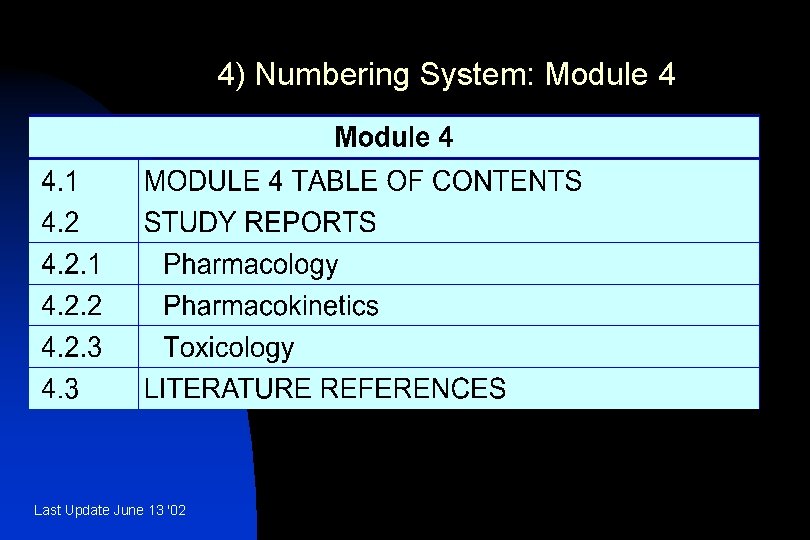 4) Numbering System: Module 4 Last Update June 13 '02 