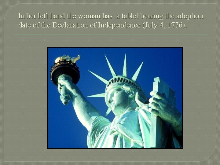 In her left hand the woman has a tablet bearing the adoption date of
