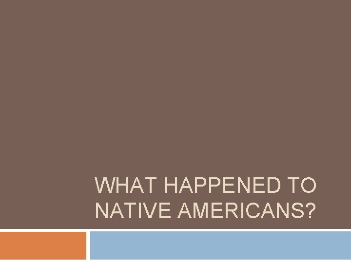 WHAT HAPPENED TO NATIVE AMERICANS? 