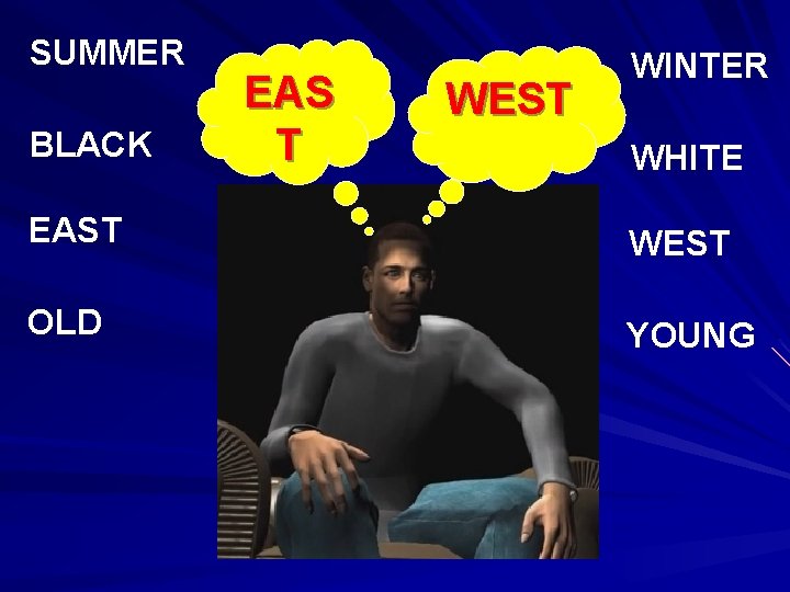 SUMMER BLACK EAS T WEST WINTER WHITE EAST WEST OLD YOUNG 