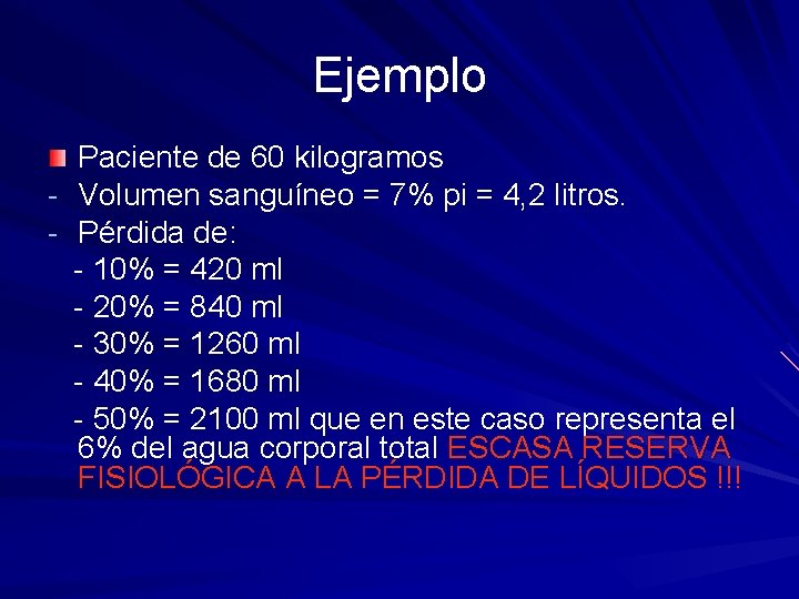 Ejemplo Paciente de 60 kilogramos - Volumen sanguíneo = 7% pi = 4, 2