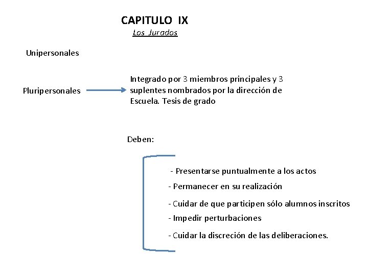 CAPITULO IX Los Jurados Unipersonales Pluripersonales Integrado por 3 miembros principales y 3 suplentes