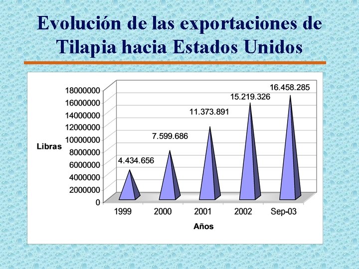 Evolución de las exportaciones de Tilapia hacia Estados Unidos 