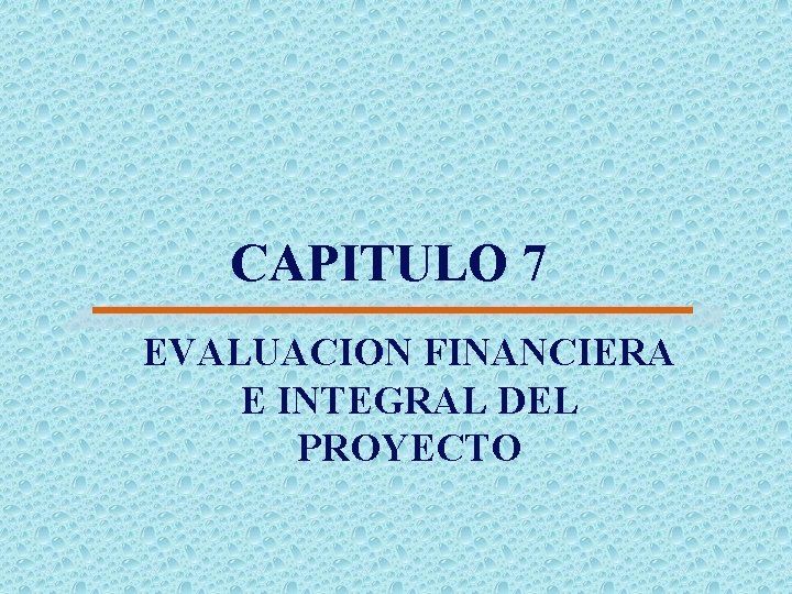 CAPITULO 7 EVALUACION FINANCIERA E INTEGRAL DEL PROYECTO 