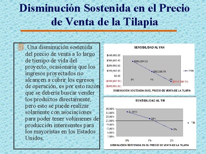 Disminución Sostenida en el Precio de Venta de la Tilapia 4 Una disminución sostenida