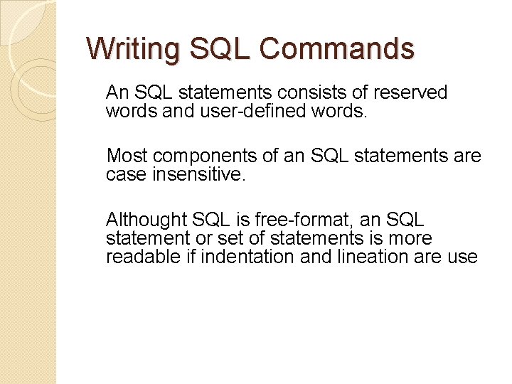Example Phrases Sql SQL Structured Query Language Objectives of SQL Ideally