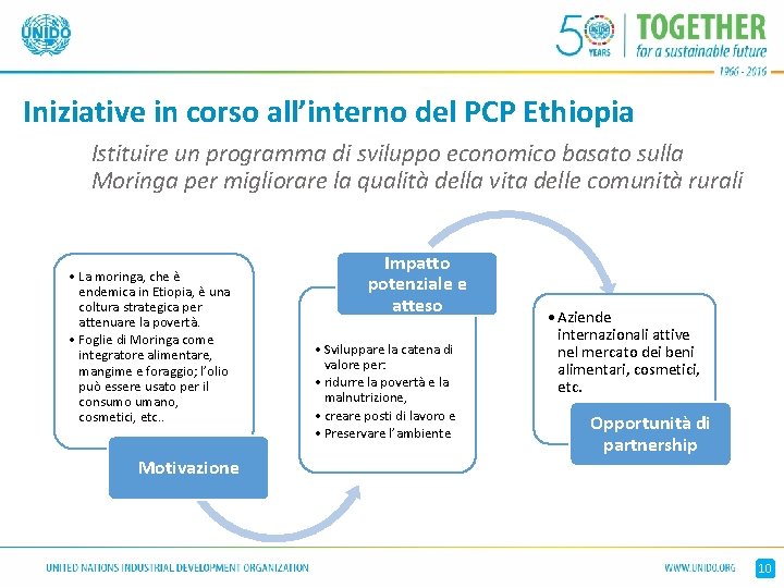 Iniziative in corso all’interno del PCP Ethiopia Istituire un programma di sviluppo economico basato