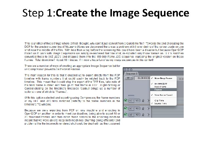 Step 1: Create the Image Sequence Step 1: Create the Image Sequence