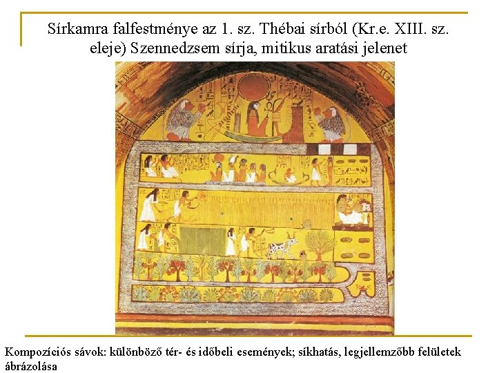 Sírkamra falfestménye az 1. sz. Thébai sírból (Kr. e. XIII. sz. eleje) Szennedzsem sírja,