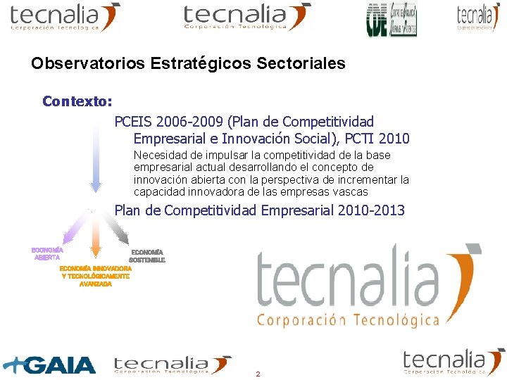 Observatorios Estratégicos Sectoriales Contexto: PCEIS 2006 -2009 (Plan de Competitividad Empresarial e Innovación Social), Observatorios Estratégicos Sectoriales Contexto: PCEIS 2006 -2009 (Plan de Competitividad Empresarial e Innovación Social),