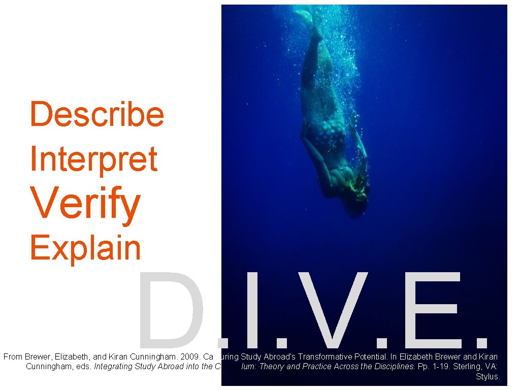 Describe Interpret Verify Explain D. I. V. E. From Brewer, Elizabeth, and Kiran Cunningham.
