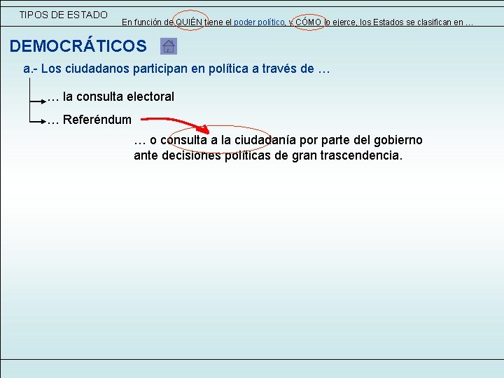 TIPOS DE ESTADO En función de QUIÉN tiene el poder político, y CÓMO lo TIPOS DE ESTADO En función de QUIÉN tiene el poder político, y CÓMO lo