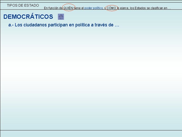 TIPOS DE ESTADO En función de QUIÉN tiene el poder político, y CÓMO lo TIPOS DE ESTADO En función de QUIÉN tiene el poder político, y CÓMO lo