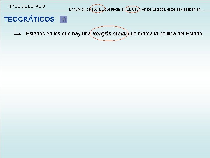 TIPOS DE ESTADO En función del PAPEL que juega la RELIGIÓN en los Estados, TIPOS DE ESTADO En función del PAPEL que juega la RELIGIÓN en los Estados,