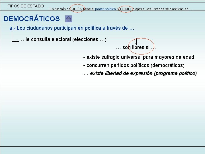 TIPOS DE ESTADO En función de QUIÉN tiene el poder político, y CÓMO lo TIPOS DE ESTADO En función de QUIÉN tiene el poder político, y CÓMO lo