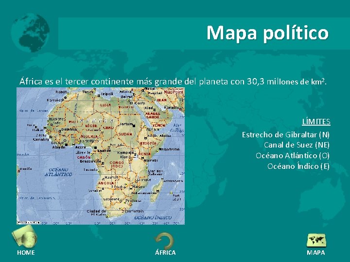 Mapa político África es el tercer continente más grande del planeta con 30, 3