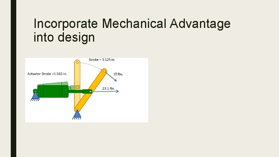 Incorporate Mechanical Advantage into design 