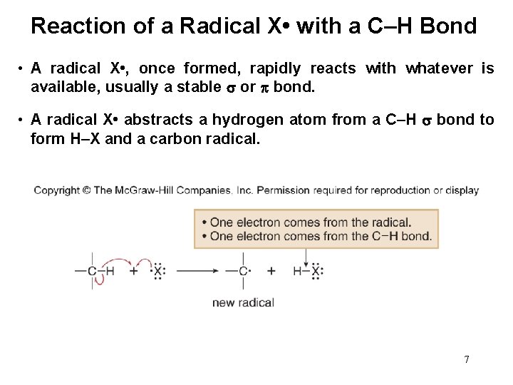 Reaction of a Radical X • with a C–H Bond • A radical X