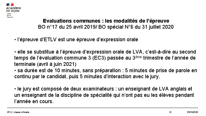 Evaluations communes : les modalités de l’épreuve BO n° 17 du 25 avril 2019/