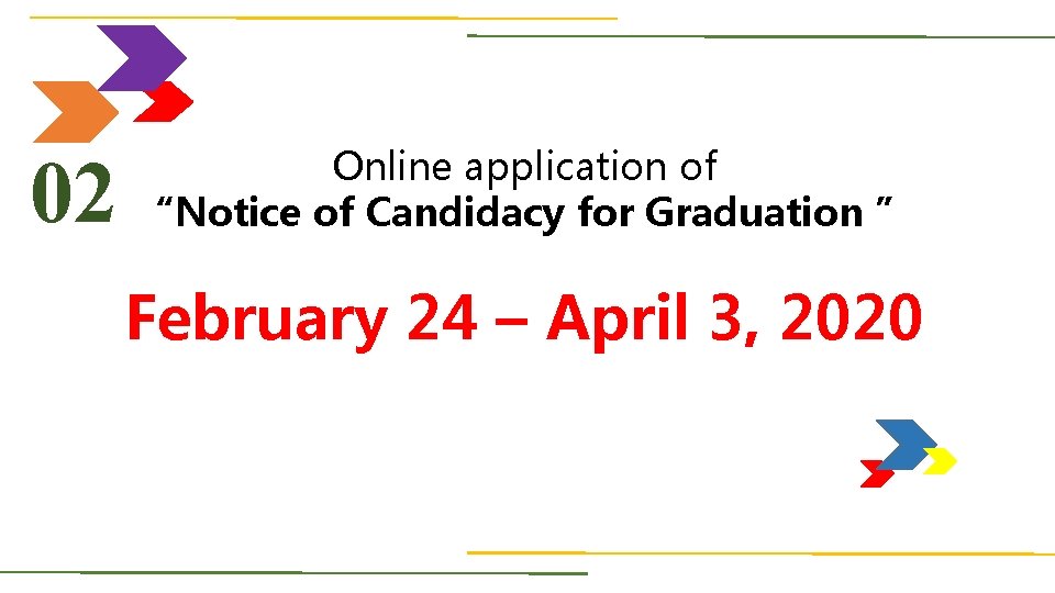 02 Online application of “Notice of Candidacy for Graduation ” February 24 – April