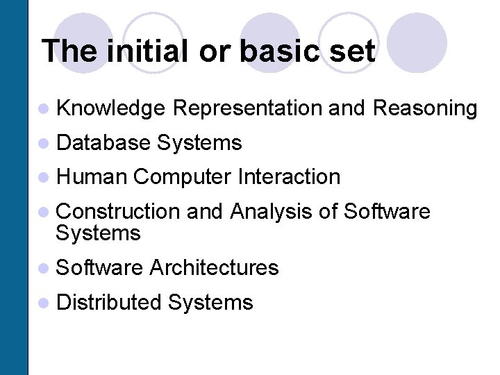 The initial or basic set l Knowledge l Database l Human Representation and Reasoning