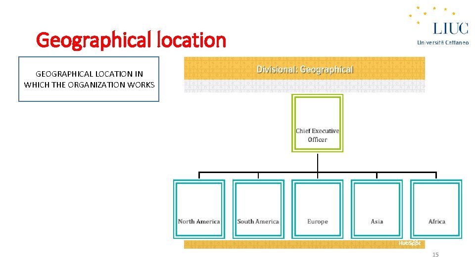 Geographical location GEOGRAPHICAL LOCATION IN WHICH THE ORGANIZATION WORKS 15 