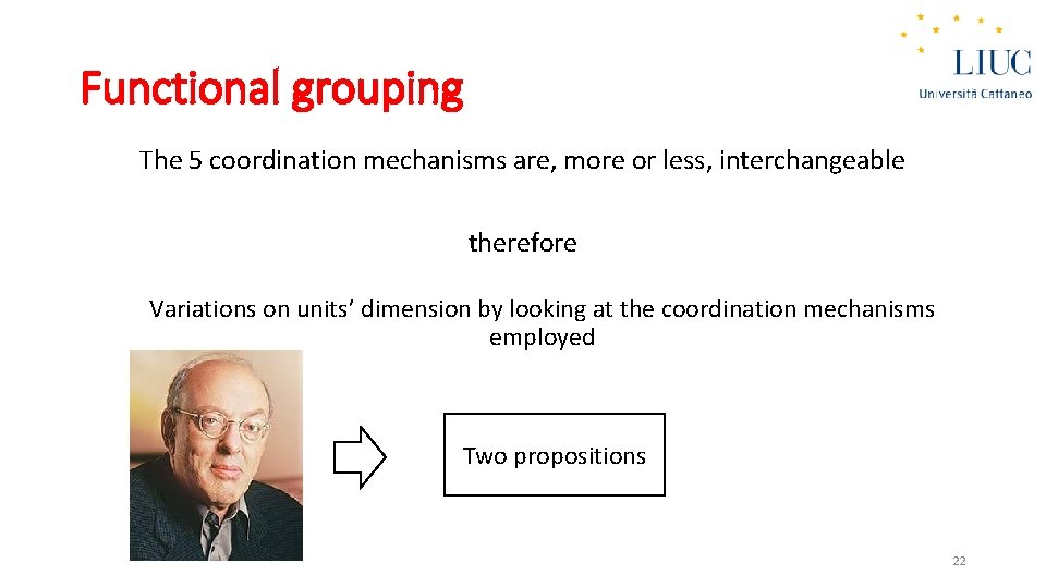 Functional grouping The 5 coordination mechanisms are, more or less, interchangeable therefore Variations on