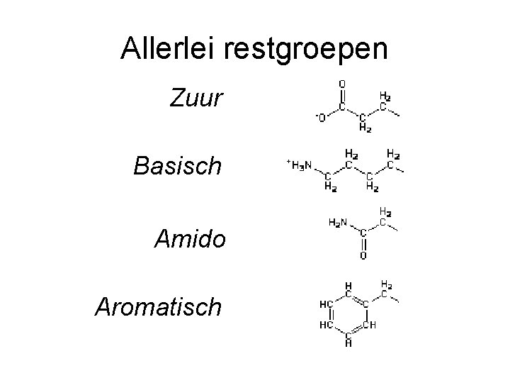 Allerlei restgroepen Zuur Basisch Amido Aromatisch 