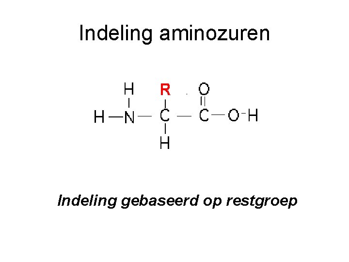 Indeling aminozuren Indeling gebaseerd op restgroep 