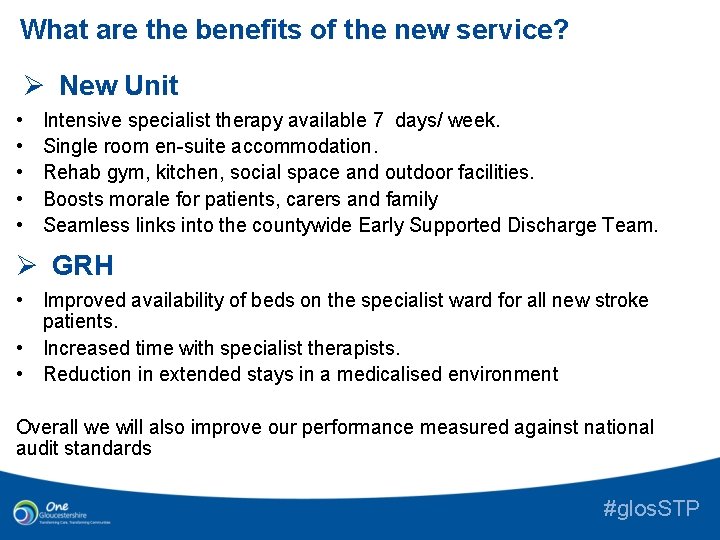 What are the benefits of the new service? Ø New Unit • • •