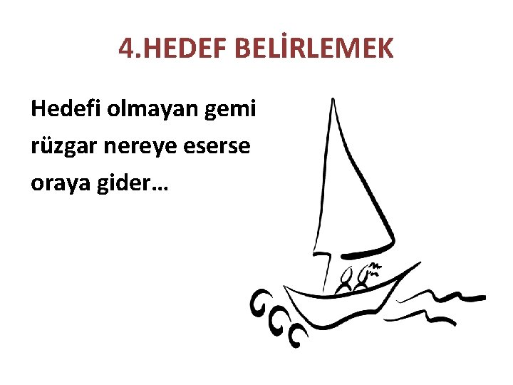 4. HEDEF BELİRLEMEK Hedefi olmayan gemi rüzgar nereye eserse oraya gider… 