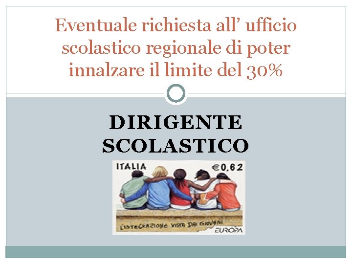 Eventuale richiesta all’ ufficio scolastico regionale di poter innalzare il limite del 30% DIRIGENTE