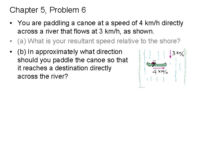 Chapter 5, Problem 6 • You are paddling a canoe at a speed of