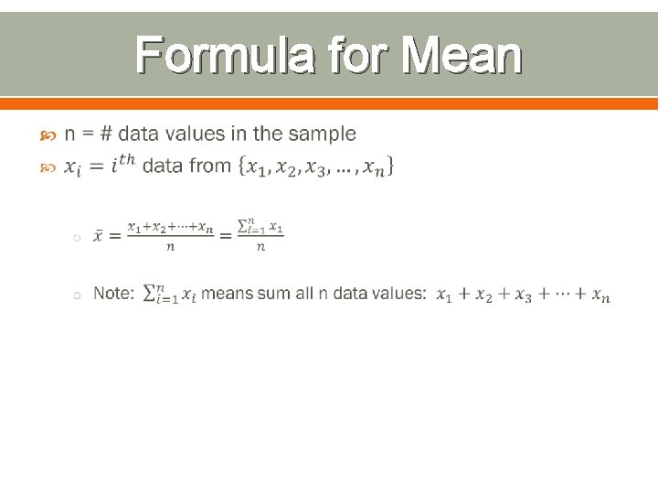 Formula for Mean 