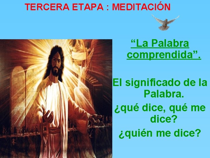 TERCERA ETAPA : MEDITACIÓN “La Palabra comprendida”. El significado de la Palabra. ¿qué dice,