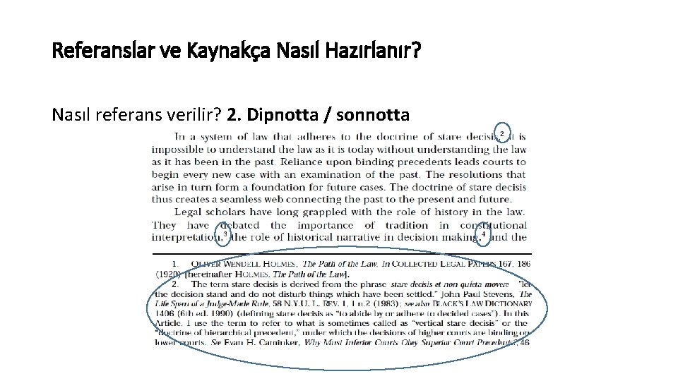 Referanslar ve Kaynakça Nasıl Hazırlanır? Nasıl referans verilir? 2. Dipnotta / sonnotta 