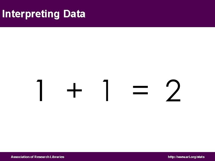 Interpreting Data Association of Research Libraries http: //www. arl. org/stats 