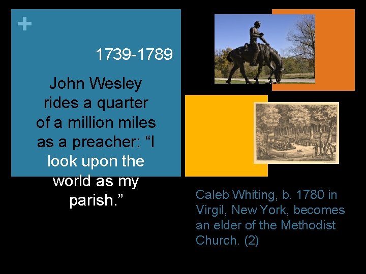 + 1739 -1789 John Wesley rides a quarter of a million miles as a