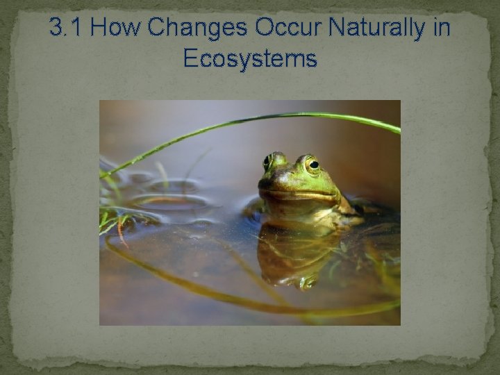 3. 1 How Changes Occur Naturally in Ecosystems 