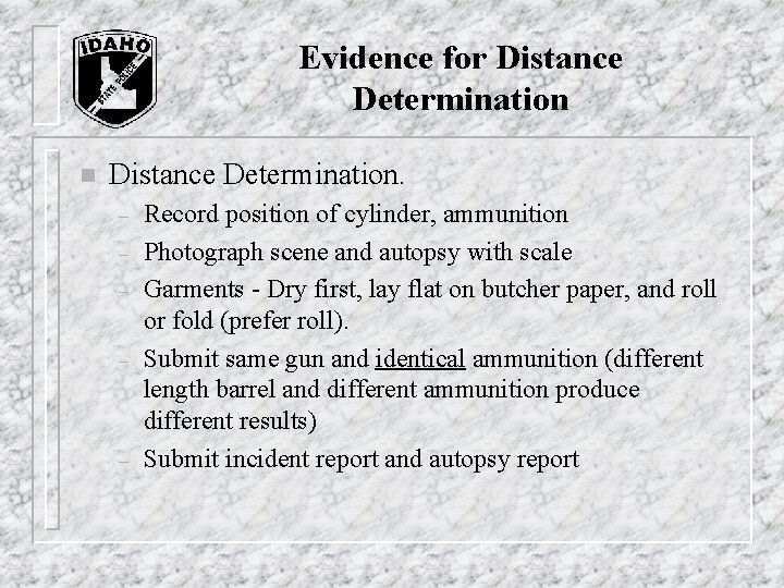 Evidence for Distance Determination n Distance Determination. – – – Record position of cylinder, Evidence for Distance Determination n Distance Determination. – – – Record position of cylinder,
