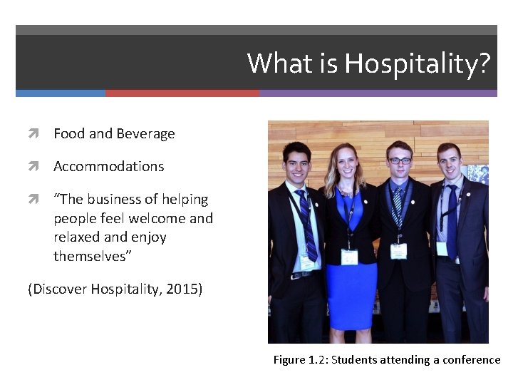 What is Hospitality? Food and Beverage Accommodations “The business of helping people feel welcome