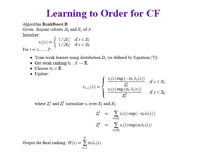 Collaborative Filtering A Tutorial William W Cohen Center