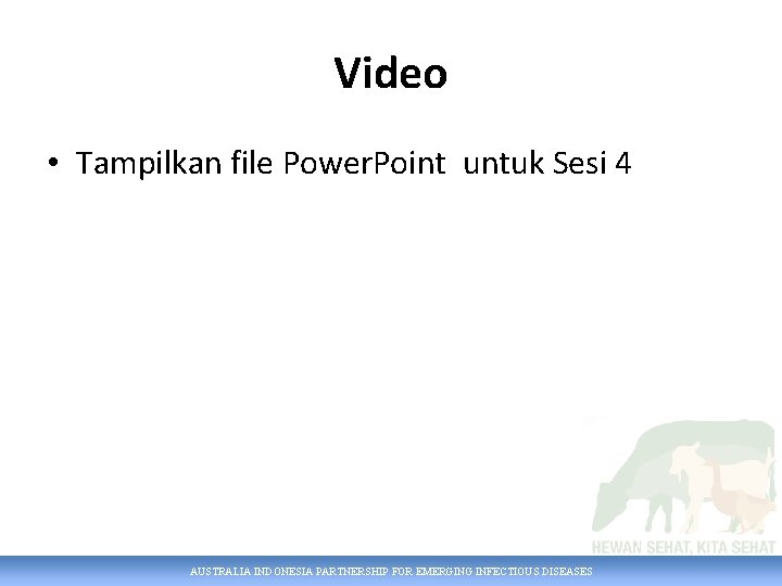 Video • Tampilkan file Power. Point untuk Sesi 4 AUSTRALIA INDONESIA PARTNERSHIP FOR EMERGING