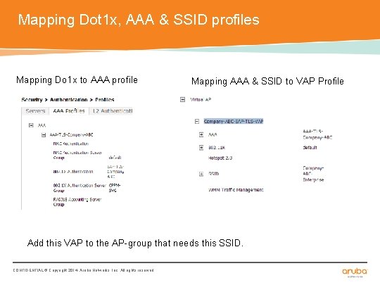 Mapping Dot 1 x, AAA & SSID profiles Mapping Do 1 x to AAA